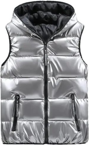 Men Cotton Padded Sleeveless Parkas Hooded Vests Jacket Warm Puffer Waistcoat