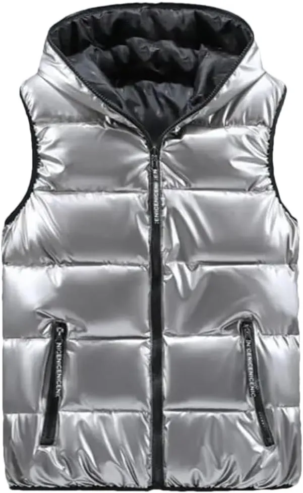 Men Cotton Padded Sleeveless Parkas Hooded Vests Jacket Warm Puffer Waistcoat