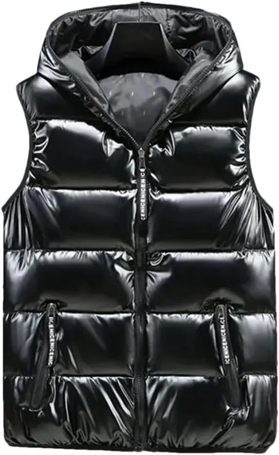 Men Cotton Padded Sleeveless Parkas Hooded Vests Jacket Warm Puffer Waistcoat