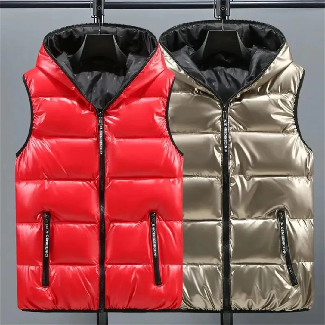 Men Cotton Padded Sleeveless Parkas Hooded Vests Jacket Warm Puffer Waistcoat