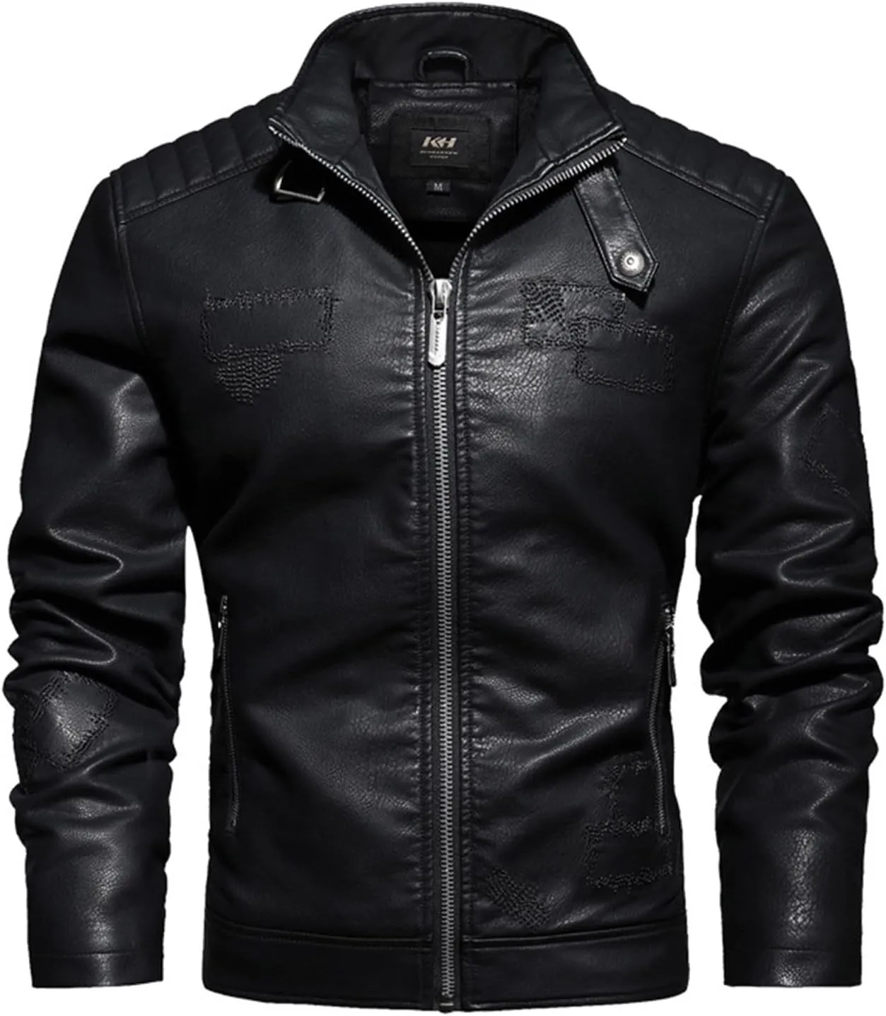 Men Fall Winter PU Leather Jacket Velvet Thermal Detachable Hooded Leather Coats Fashion Trend Long Sleeve Coat