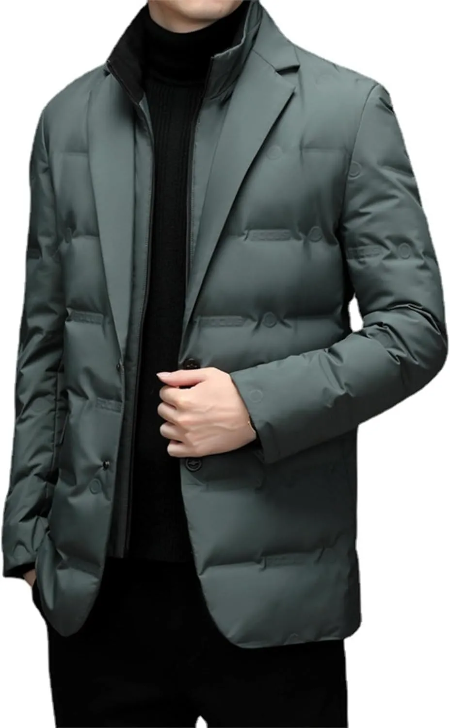 Men Scarf Collar Casual Suit Down Sports Button Business Blazer Puffer Jackets Lightweight Windproof Duck Down Coats