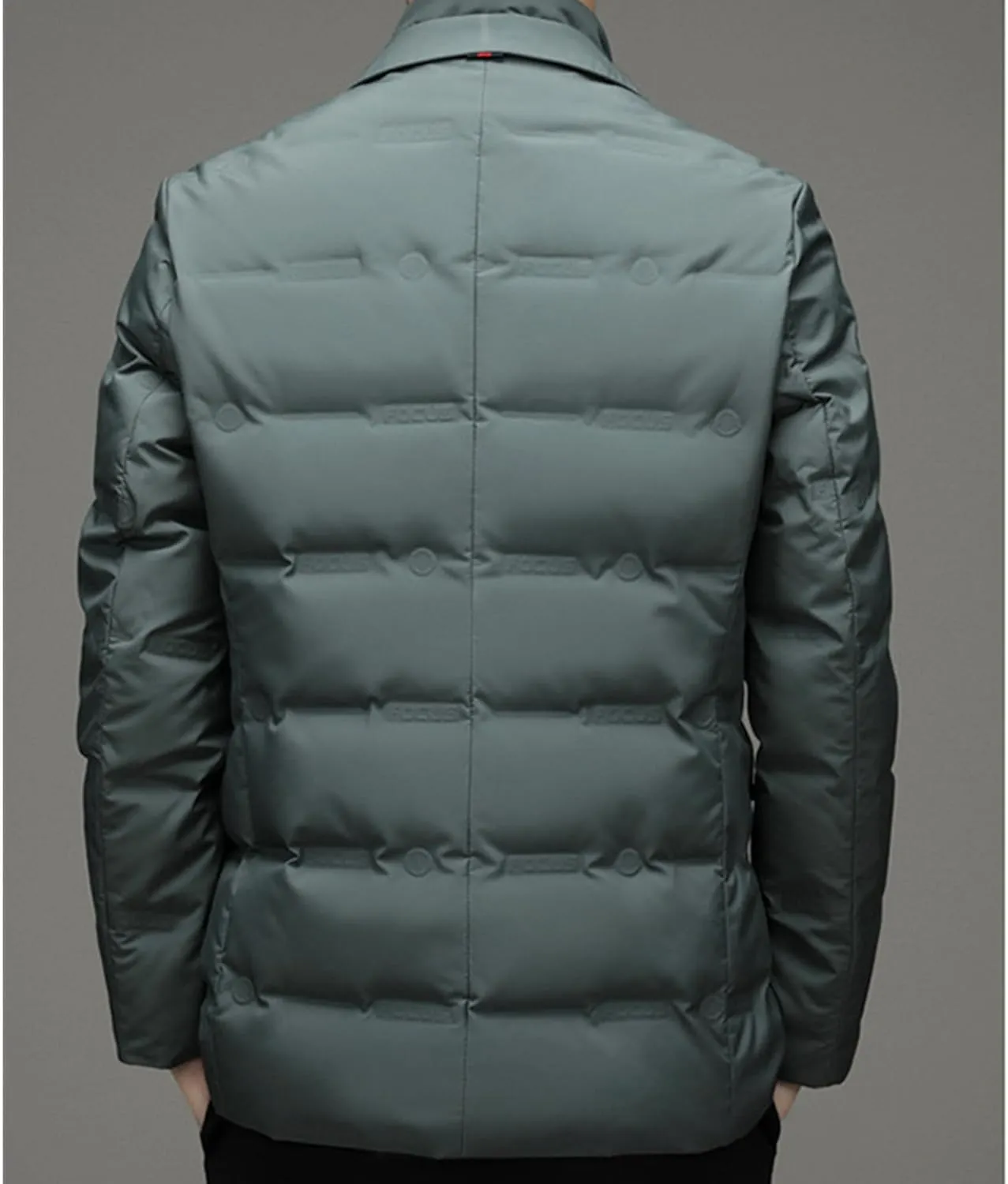 Men Scarf Collar Casual Suit Down Sports Button Business Blazer Puffer Jackets Lightweight Windproof Duck Down Coats