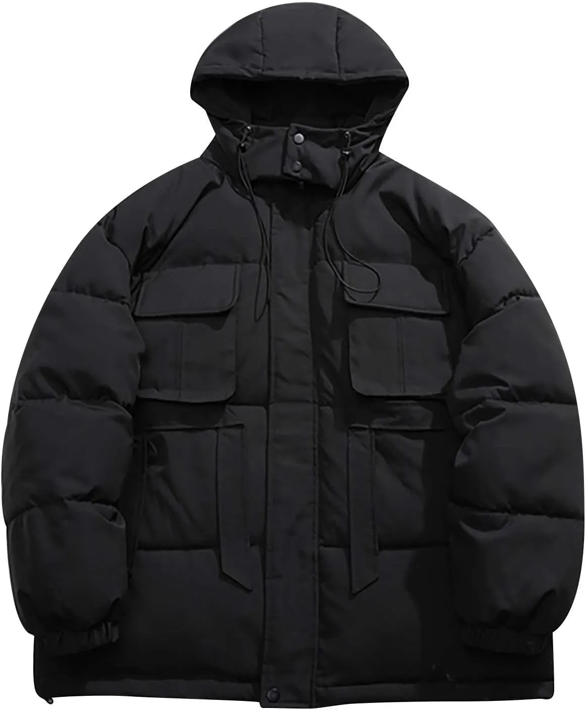 Men Warm Thicker Workwear Long Sleeve Hooded Cotton Winter Jackets Casual Fashion Zipper Quilted Insulated Outwear