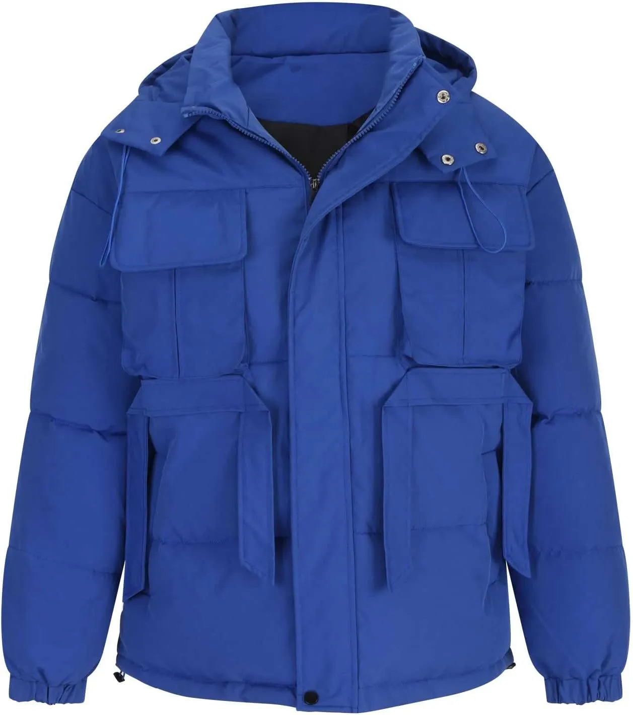 Men Warm Thicker Workwear Long Sleeve Hooded Cotton Winter Jackets Casual Fashion Zipper Quilted Insulated Outwear