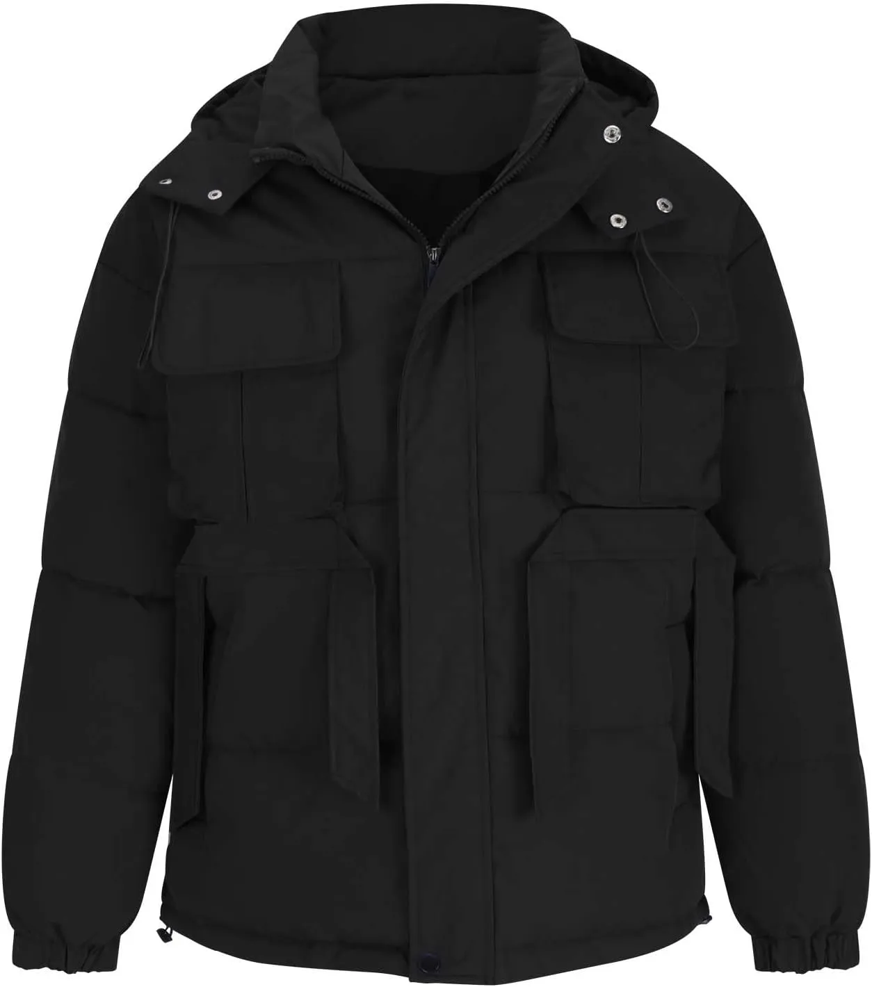 Men Warm Thicker Workwear Long Sleeve Hooded Cotton Winter Jackets Casual Fashion Zipper Quilted Insulated Outwear
