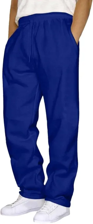 Men's Baggy Sweatpants Summer Open Bottom Straight Leg Sweatpants for Men Lightweight Sweat Pants Lounge Pants with Pockets