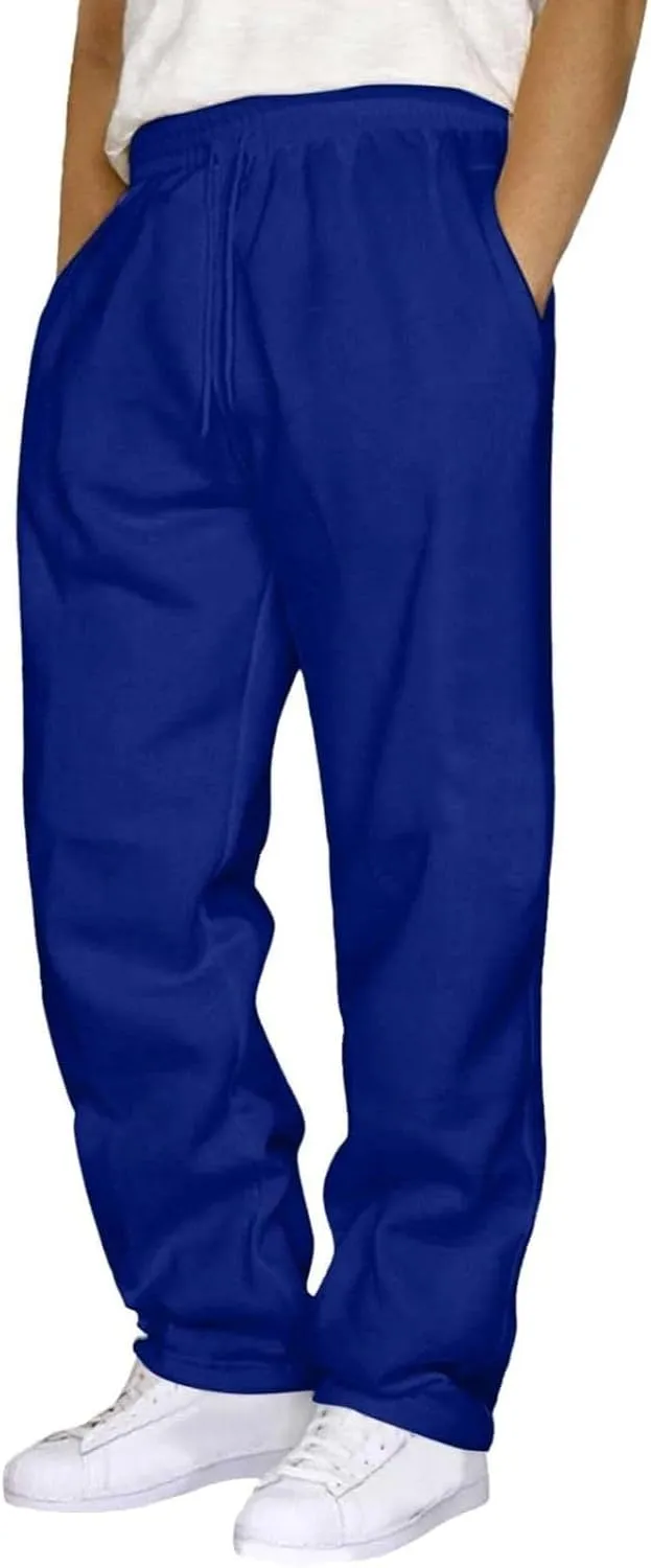 Men's Baggy Sweatpants Summer Open Bottom Straight Leg Sweatpants for Men Lightweight Sweat Pants Lounge Pants with Pockets