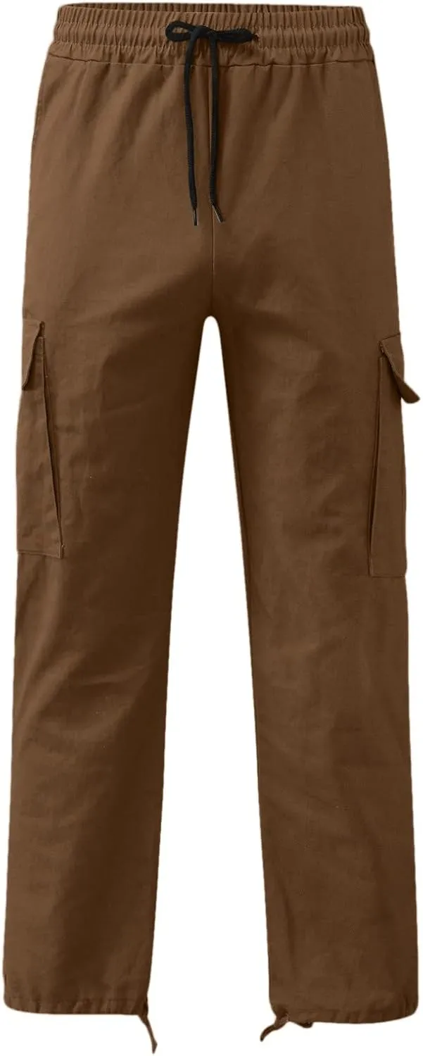 Mens Cargo Pants Casual Joggers Athletic Pants Cotton Loose Straight Sweatpants