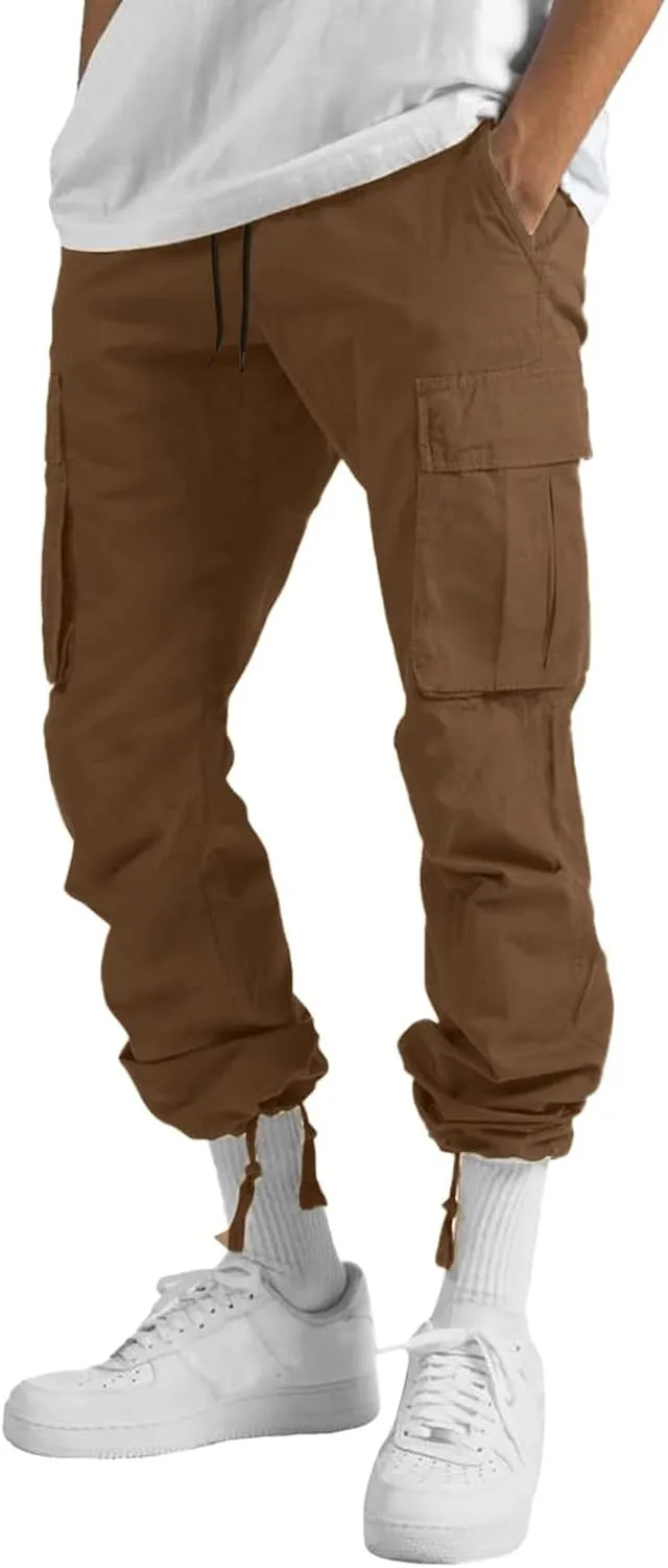Mens Cargo Pants Casual Joggers Athletic Pants Cotton Loose Straight Sweatpants
