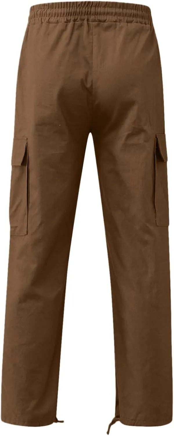 Mens Cargo Pants Casual Joggers Athletic Pants Cotton Loose Straight Sweatpants