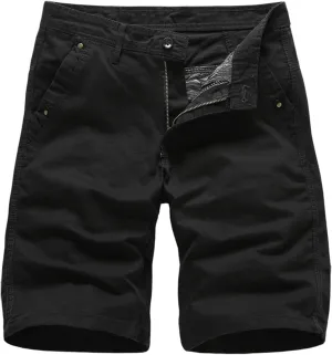 Men's Cotton Cargo Shorts Relaxed Fit Ripstop Cargo Work Short Casual Lightweight Twill Stretch Shorts Mid-Pants (Black,38)