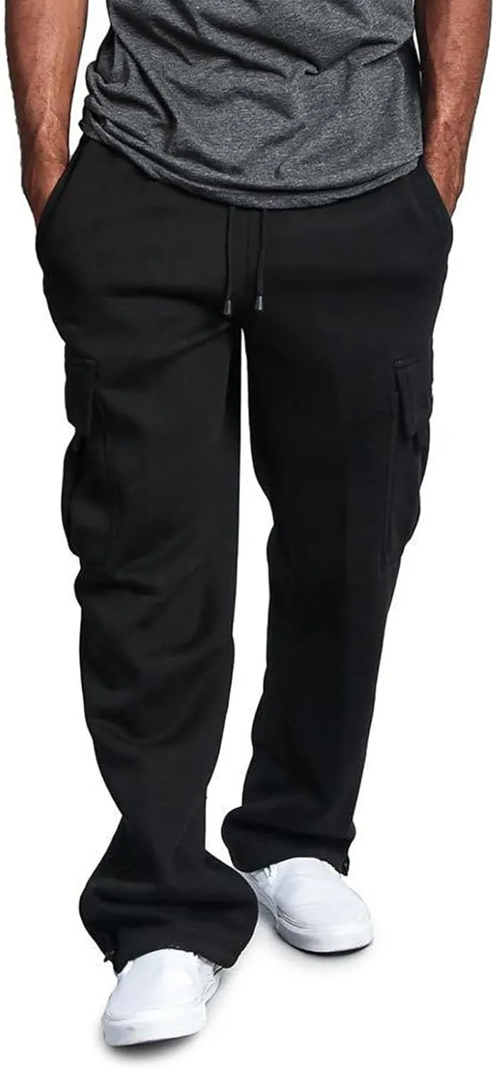 Men's Cotton Casual Sweatpants Yoga Athletic Lounge Trousers Elastic Jogger Running Straight Leg Pants with Pockets