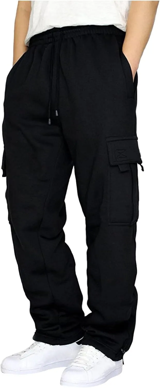 Men's Cotton Casual Sweatpants Yoga Athletic Lounge Trousers Elastic Jogger Running Straight Leg Pants with Pockets