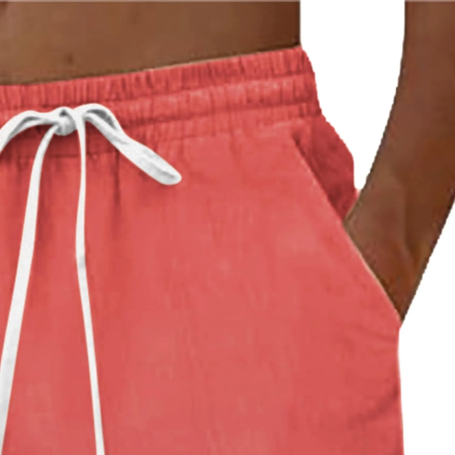 Mens Cotton Linen Classic Pants Casual Classic Elastic Waist Beach Yoga Pants Summer Lightweight Trouser with Pockets