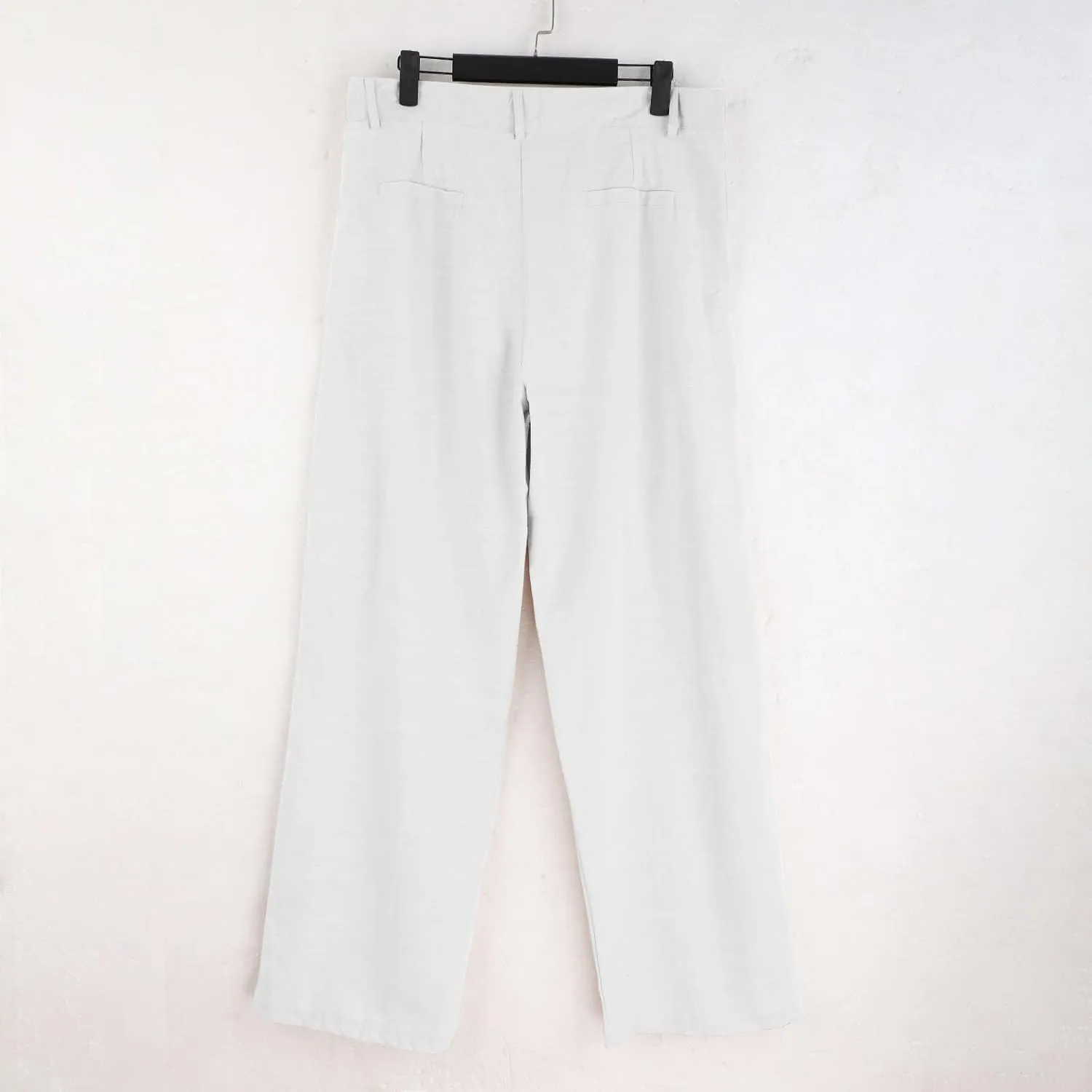 Mens Dress Pants Relaxed Fit Casual Cotton Linen Pleated Work Suit Pants Summer Straight Leg Slacks Comfort Trousers