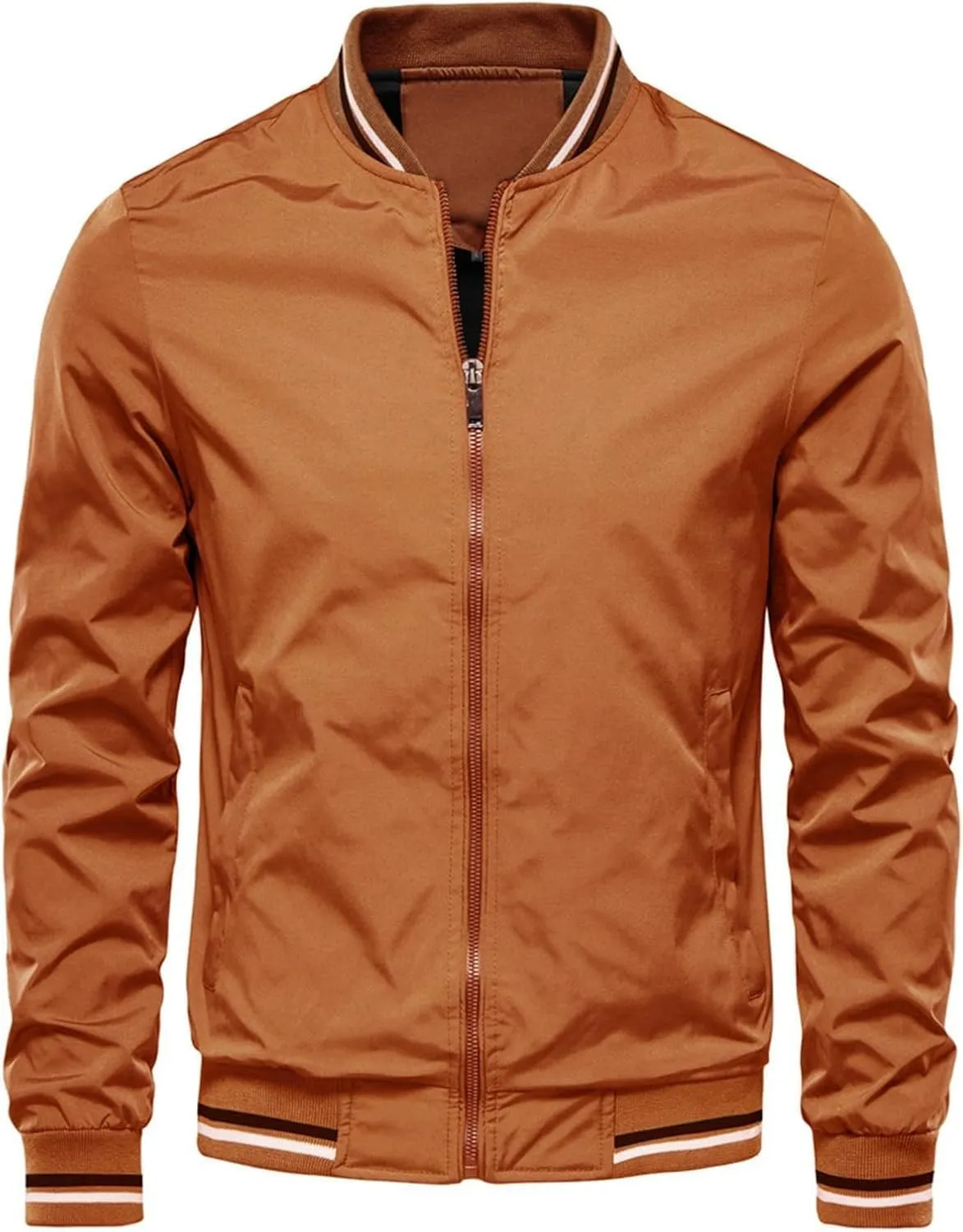 Men's Fall Casual Windbreaker Jackets Lightweight Bomber Jacket Windproof Zip Up Coats with Pockets