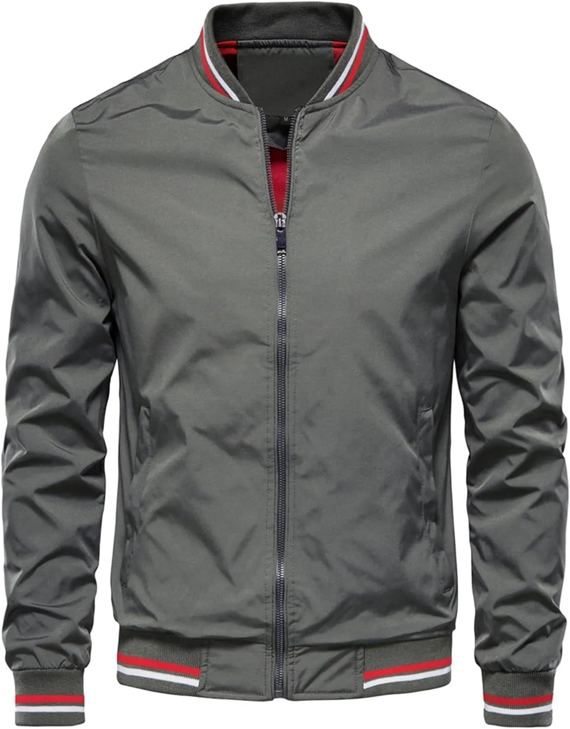 Men's Fall Casual Windbreaker Jackets Lightweight Bomber Jacket Windproof Zip Up Coats with Pockets