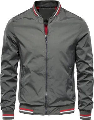 Men's Fall Casual Windbreaker Jackets Lightweight Bomber Jacket Windproof Zip Up Coats with Pockets