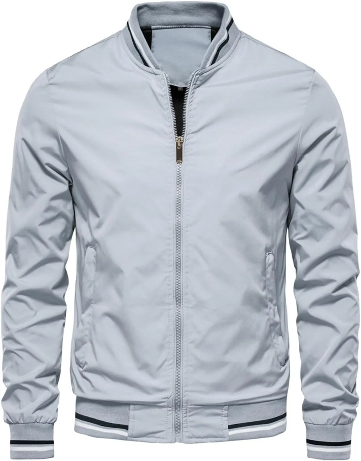 Men's Fall Casual Windbreaker Jackets Lightweight Bomber Jacket Windproof Zip Up Coats with Pockets