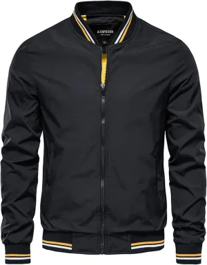 Men's Fall Casual Windbreaker Jackets Lightweight Bomber Jacket Windproof Zip Up Coats with Pockets