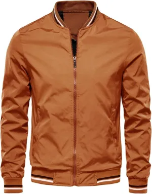 Men's Fall Casual Windbreaker Jackets Lightweight Bomber Jacket Windproof Zip Up Coats with Pockets