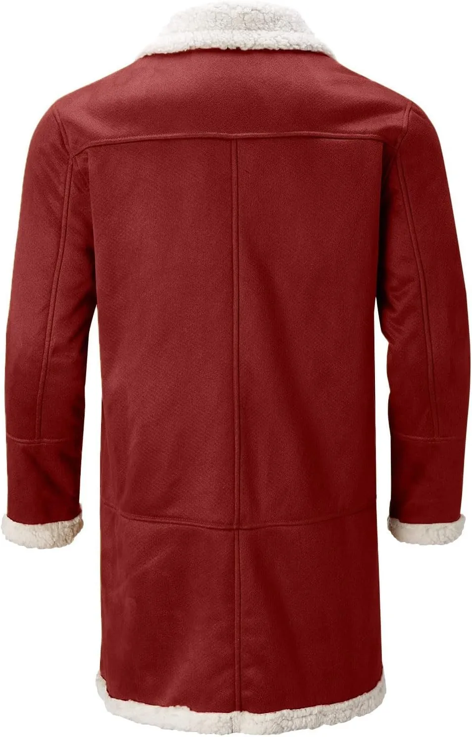 Mens Faux Sherpa Fleece Lined Long Jackets Winter Fur Collar Trench Coat Big and Tall Outwears with Pockets