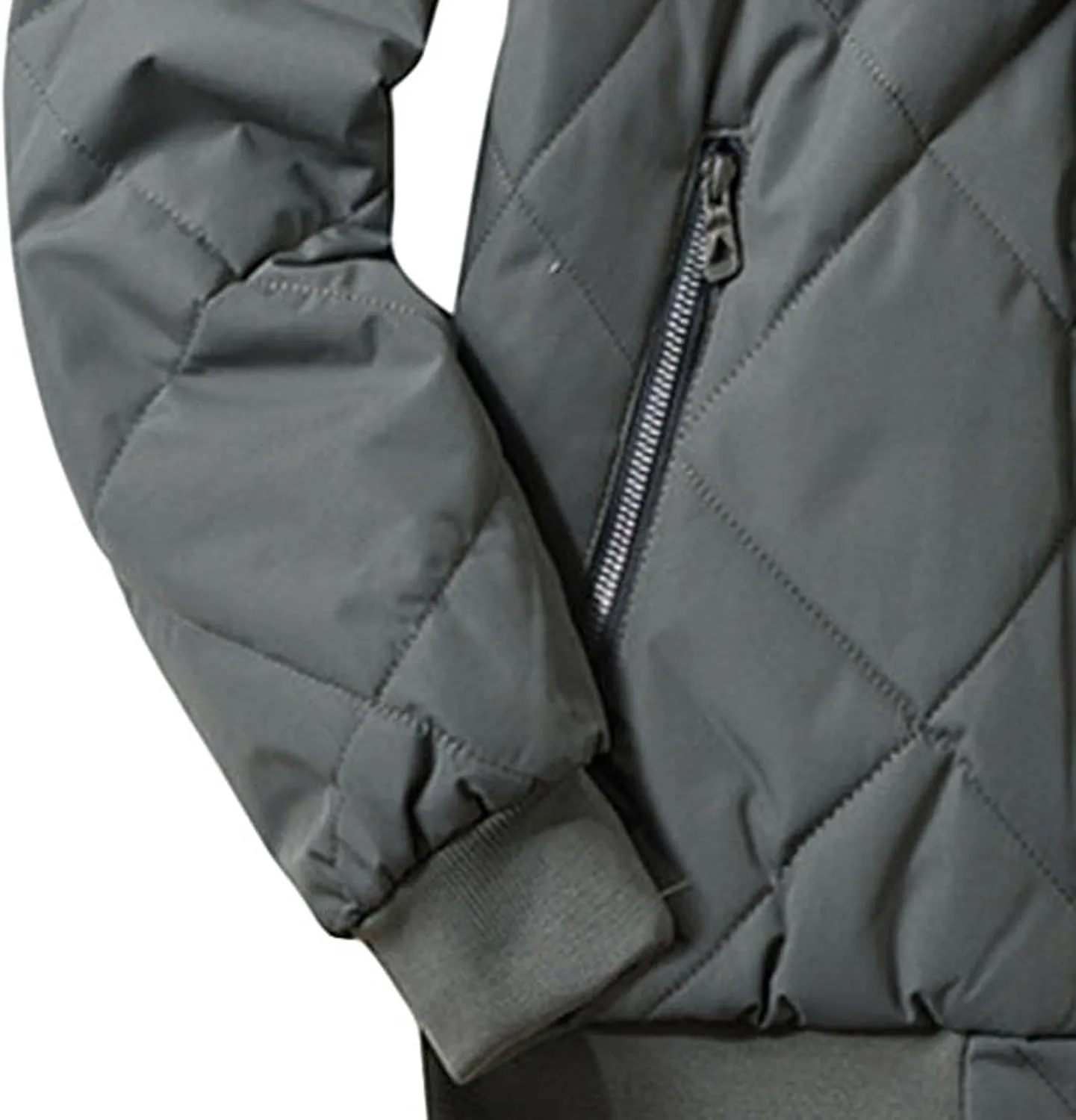 Men's Fleece Lined Diamond Padded Jacket Warm Thicken Zipper Baseball Sherpa Coat Fall Winter Cargo Bomber Jacket