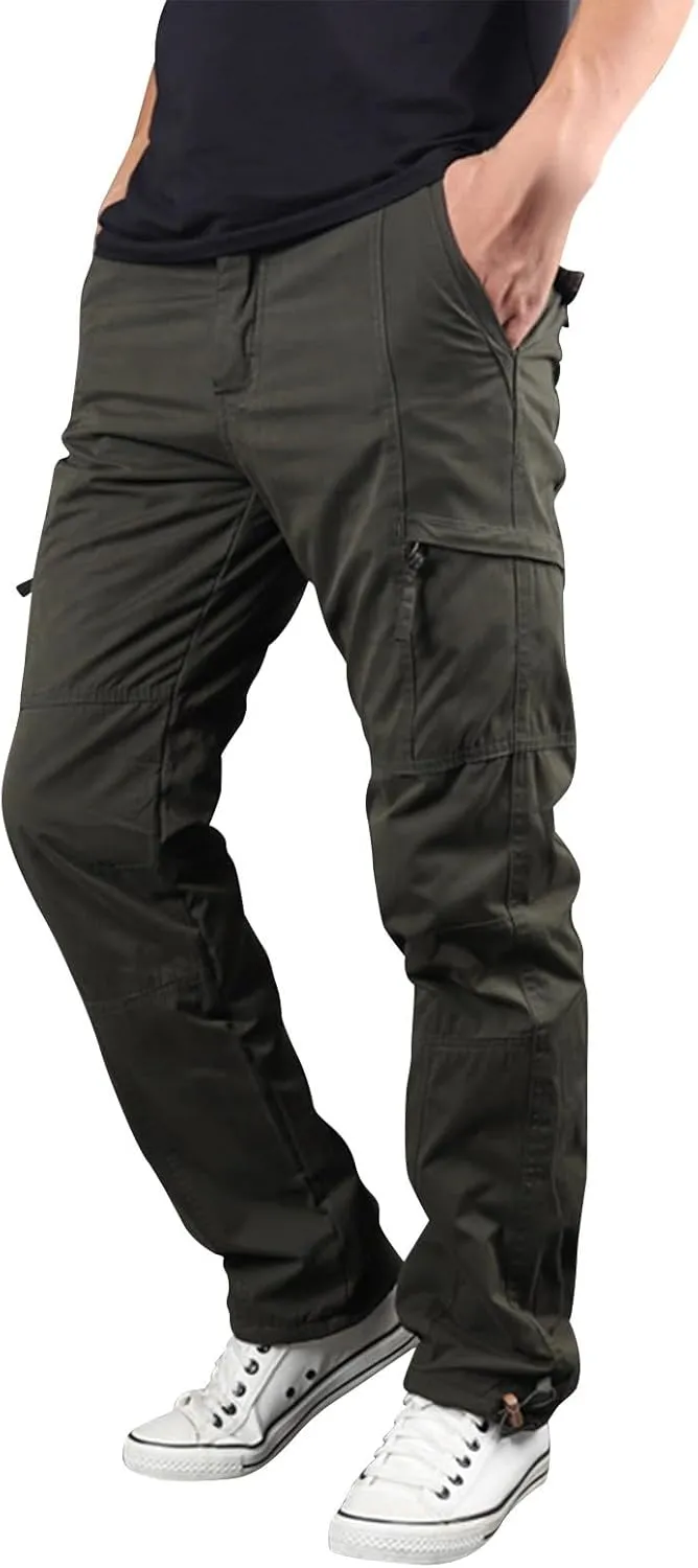 Men's Fleece Lined Outdoor Cargo Hiking Pants Ripstop Stretch Tactical Trousers Plus Size Joggers Military Pants
