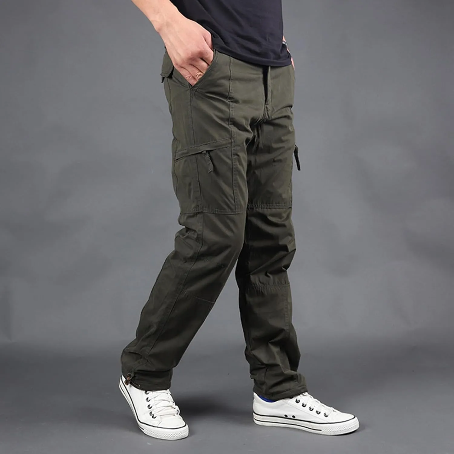 Men's Fleece Lined Outdoor Cargo Hiking Pants Ripstop Stretch Tactical Trousers Plus Size Joggers Military Pants