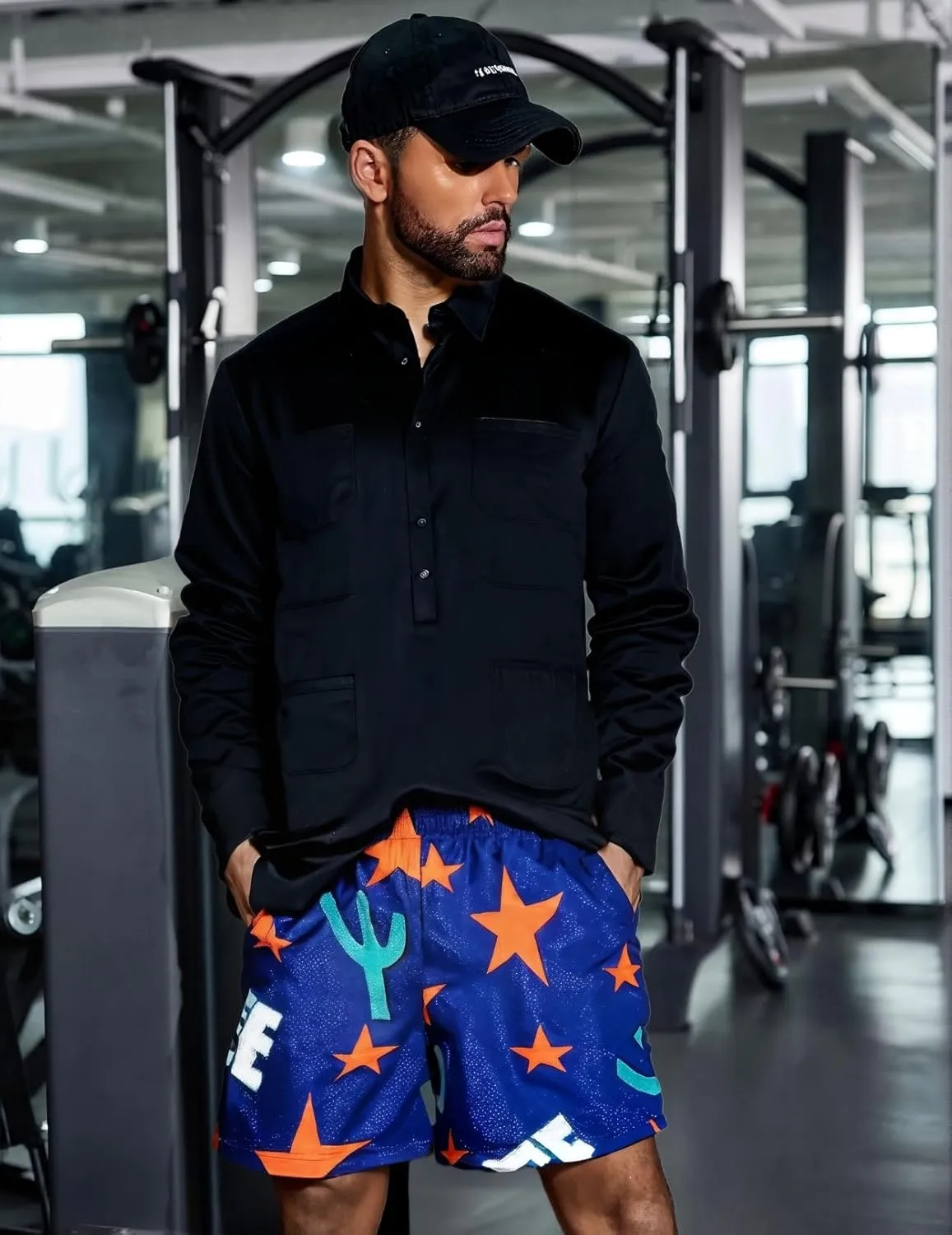 Mens Graphic Casual Stretch Shorts Running Basketball Gym Breathable Beach Summer Quick Dry Mesh Shorts