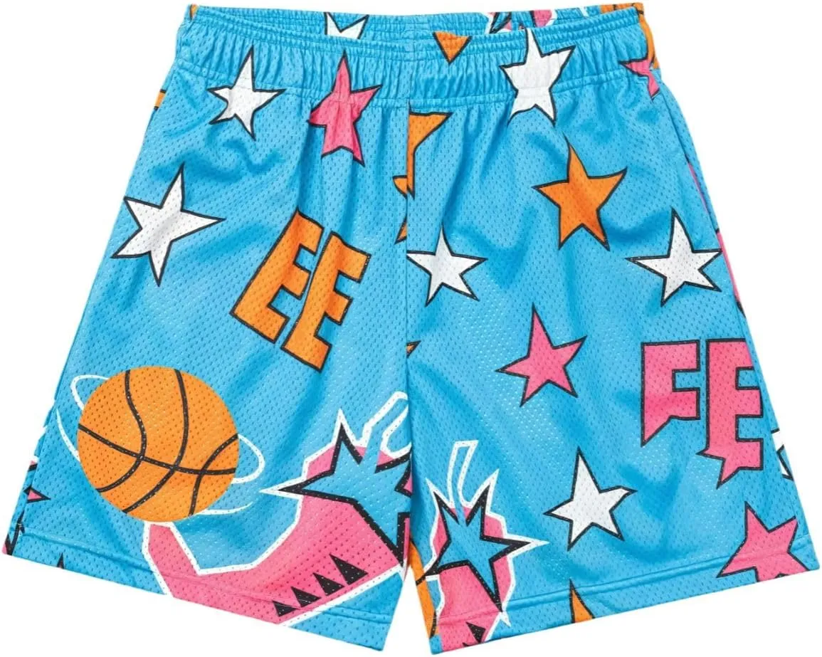 Mens Graphic Casual Stretch Shorts Running Basketball Gym Breathable Beach Summer Quick Dry Mesh Shorts