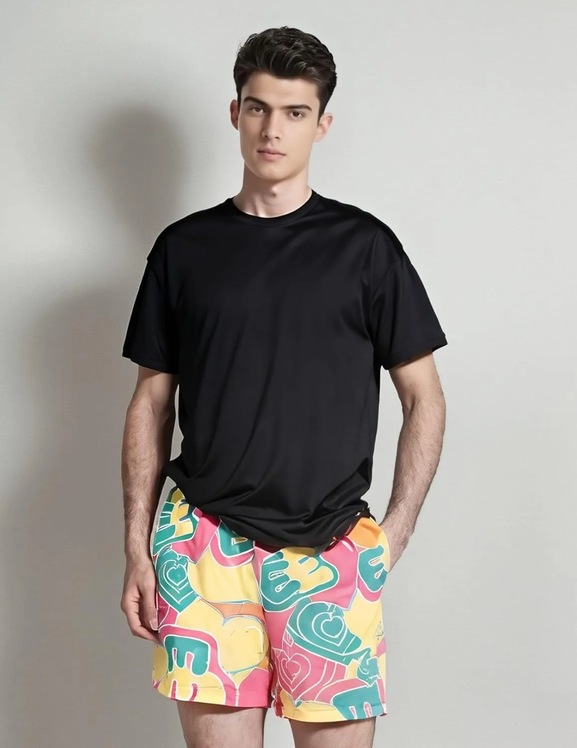 Mens Graphic Casual Stretch Shorts Running Basketball Gym Breathable Beach Summer Quick Dry Mesh Shorts