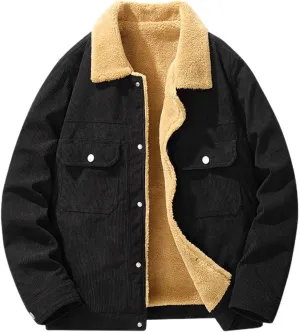Mens Heavy Winter Outdoor Work Jacket Mens Winter Warm Jacket Mens Casual Vintage Street Fashion Jacket with Pockets