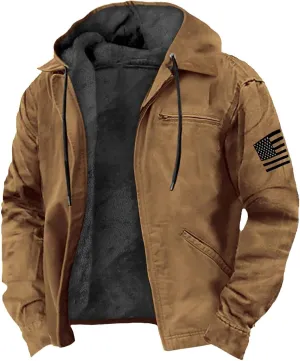 Mens Heavyweight Jacket Sherpa Lined Fleece Hooded Jacket Warm Winter Coat Full Zip Plus Size Thicked Thermal Hoodies
