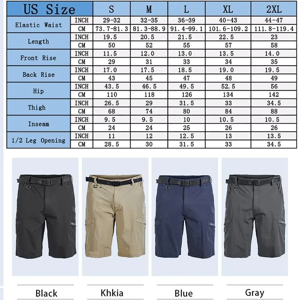 Mens Hiking Stretch Shorts, Quick Dry Outdoor Cargo Tactical Shorts with Multi Pocket for Fishing Golf Travel