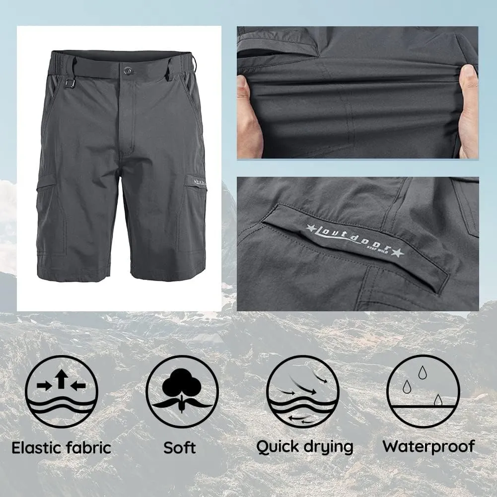 Mens Hiking Stretch Shorts, Quick Dry Outdoor Cargo Tactical Shorts with Multi Pocket for Fishing Golf Travel