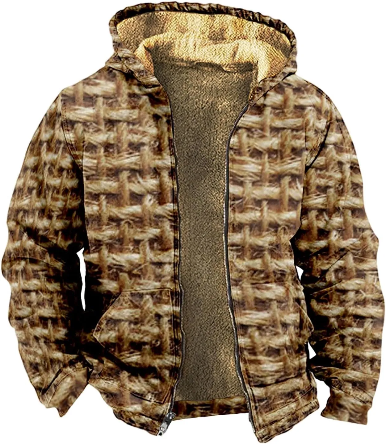 Mens Hoodies Zip Up Winter Fleece Lined Graphic Jacket Big And Tall Warm Heavy Coat Heated Cool Tie Dye Outwear