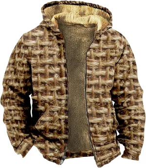 Mens Hoodies Zip Up Winter Fleece Lined Graphic Jacket Big And Tall Warm Heavy Coat Heated Cool Tie Dye Outwear