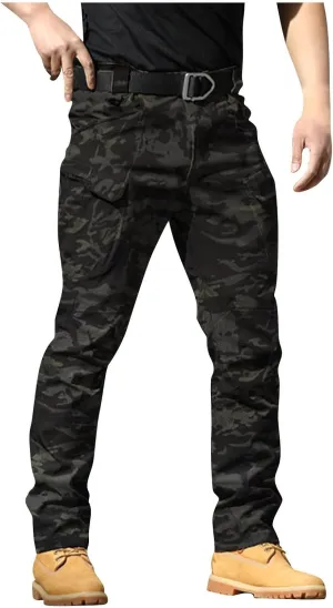 Mens Khaki Pants Slim Fit Ripstop Stretch Fashion Pants Big and Tall Tapered Fit Trousers Outdoor Pants with Pockets