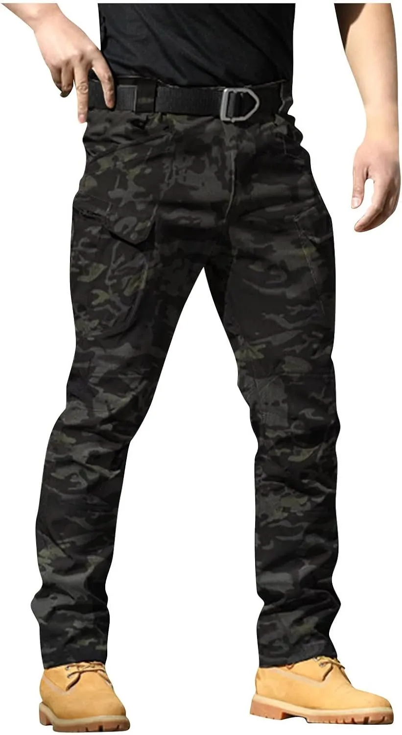 Mens Khaki Pants Slim Fit Ripstop Stretch Fashion Pants Big and Tall Tapered Fit Trousers Outdoor Pants with Pockets