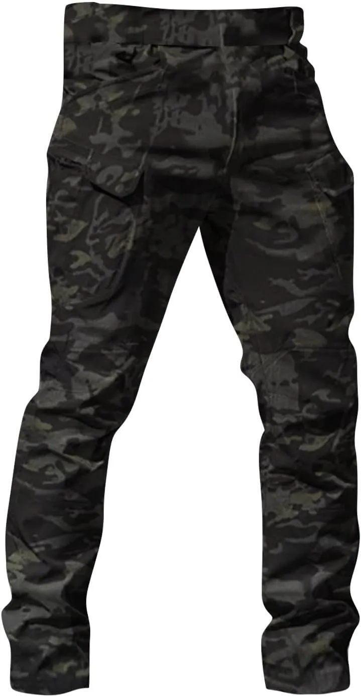 Mens Khaki Pants Slim Fit Ripstop Stretch Fashion Pants Big and Tall Tapered Fit Trousers Outdoor Pants with Pockets