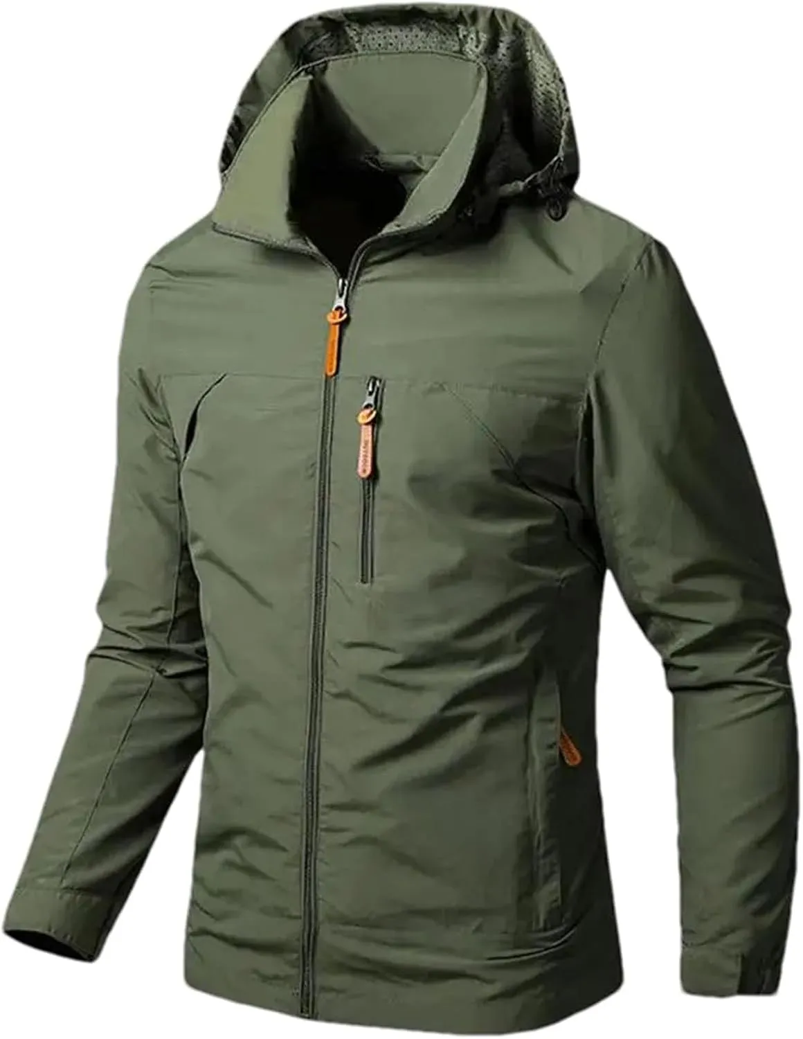 Men's Lightweight Jacket Hooded Outdoor Hiking Windbreaker Jackets Casual Hoodies with Zip Pockets for Big Tall Men