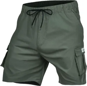 Men's Linen Shorts Casual Elastic Waist Drawstring Lightweight Summer Beach Golf Shorts with Pockets Men's Cargo Shorts