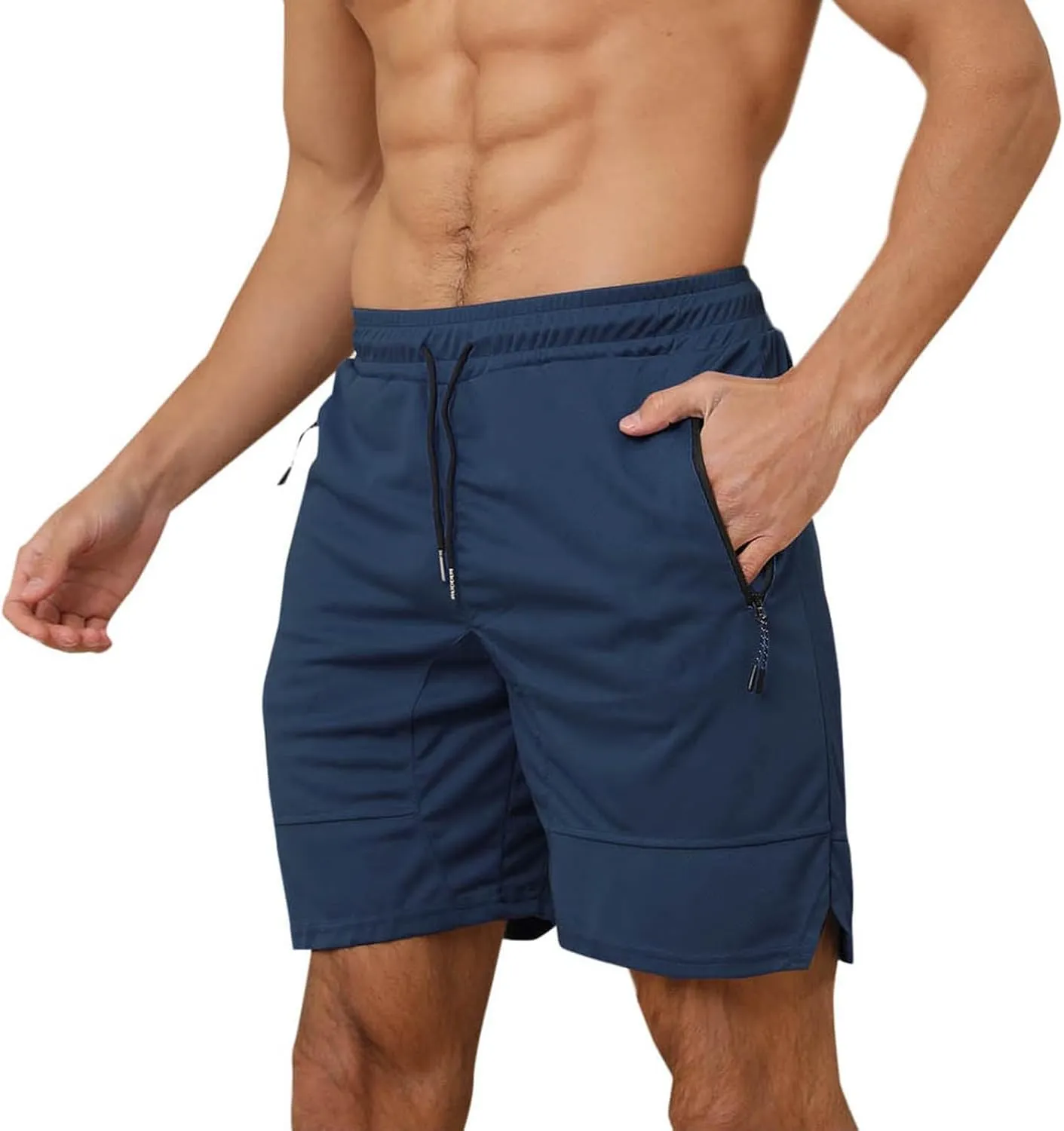 Mens Mesh Workout Shorts with Zipper Pockets 5 Inch Athletic Gym Stretch Shorts Casual Sports Quick Dry Running Jogger Shorts