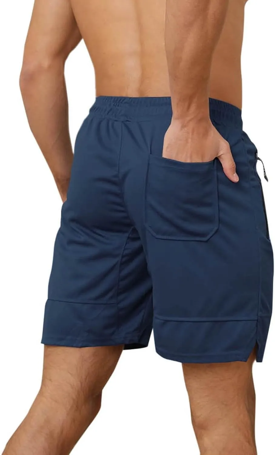 Mens Mesh Workout Shorts with Zipper Pockets 5 Inch Athletic Gym Stretch Shorts Casual Sports Quick Dry Running Jogger Shorts