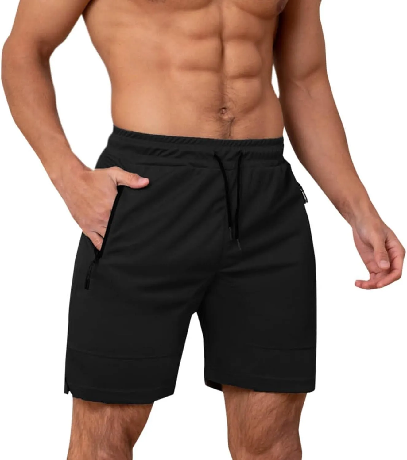 Mens Mesh Workout Shorts with Zipper Pockets 5 Inch Athletic Gym Stretch Shorts Casual Sports Quick Dry Running Jogger Shorts