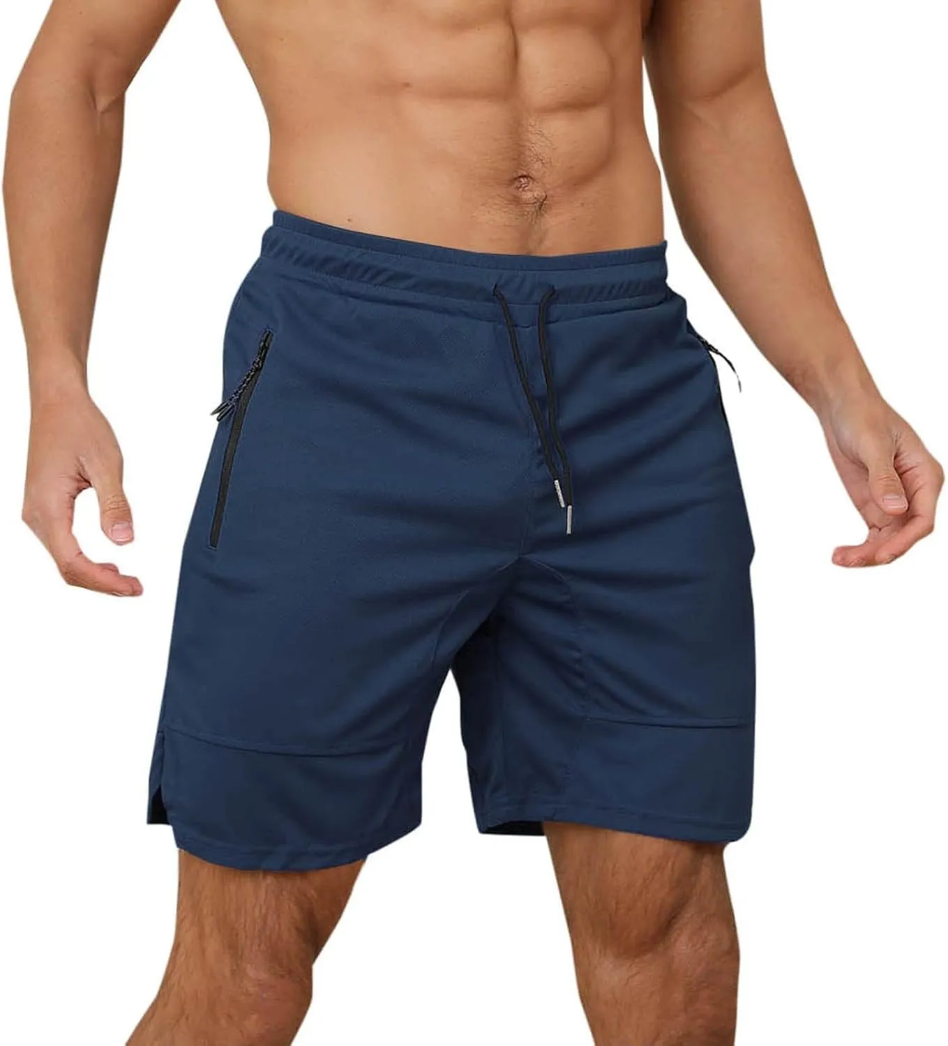 Mens Mesh Workout Shorts with Zipper Pockets 5 Inch Athletic Gym Stretch Shorts Casual Sports Quick Dry Running Jogger Shorts