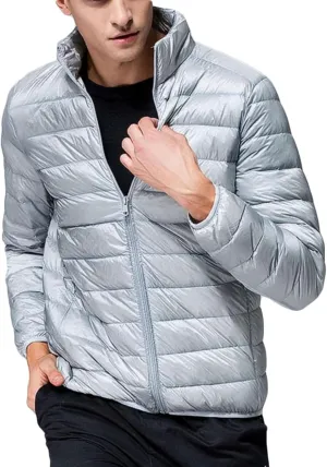 Men's Packable Water-Resistant Puffer Jacket Lightweight Quilted Jackets Casual Full Zip Down Jackets Warm Winter Coats