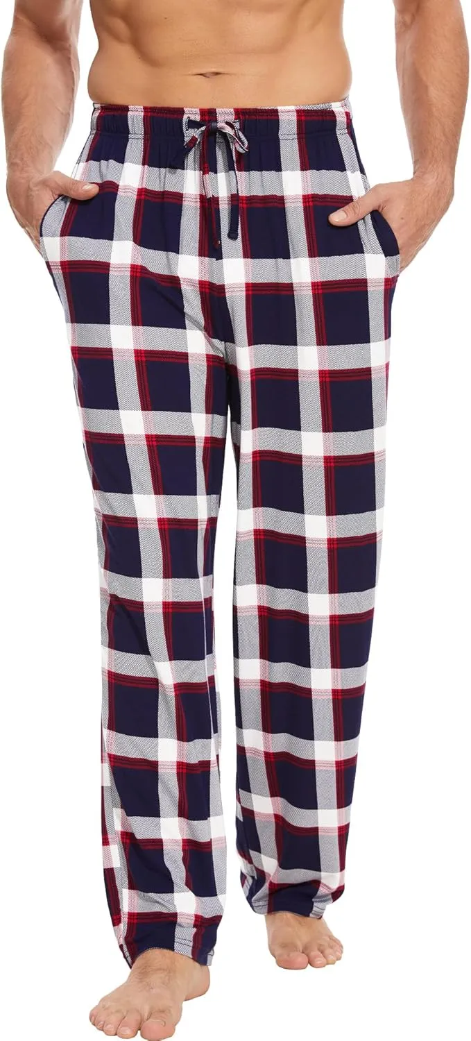 Mens Pajama Pants - Viscose Made from Bamboo, Soft Sleep Pants Comfy Drawstring Lounge Bottom with Pockets Sweatpants